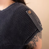 Elsie Knit Short Sleeve Sweater in Navy