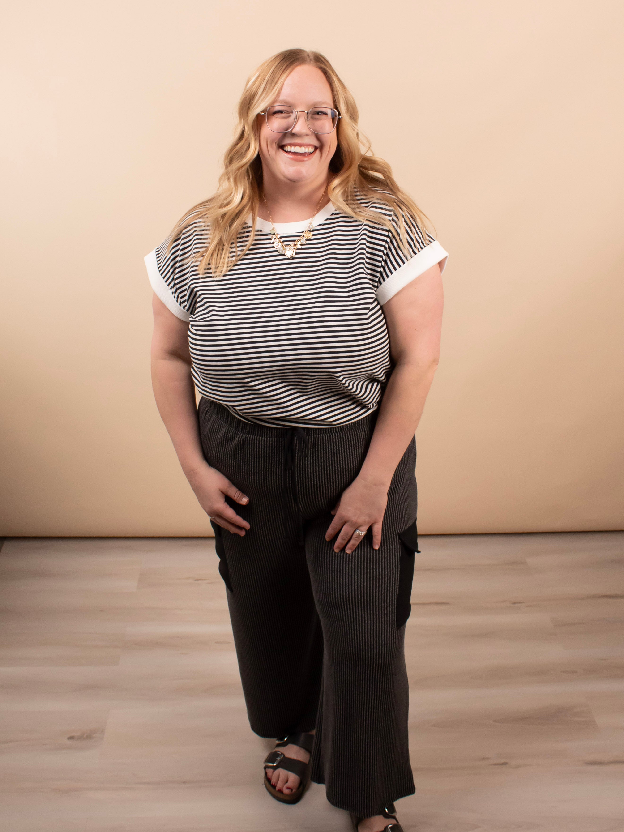 Sloane Striped Tee in Black - K & Company