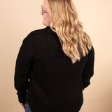 Falling Leaves Waffle Sweater in Black