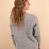 Falling Leaves Waffle Sweater in Grey