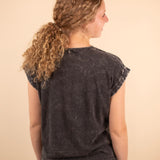 Falling for You Acid Wash Tee in Ash Black