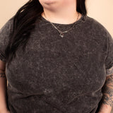 Falling for You Acid Wash Tee in Ash Black