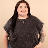 Falling for You Acid Wash Tee in Ash Black