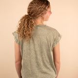 Falling for You Acid Wash Tee in Olive