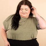 Falling for You Acid Wash Tee in Olive