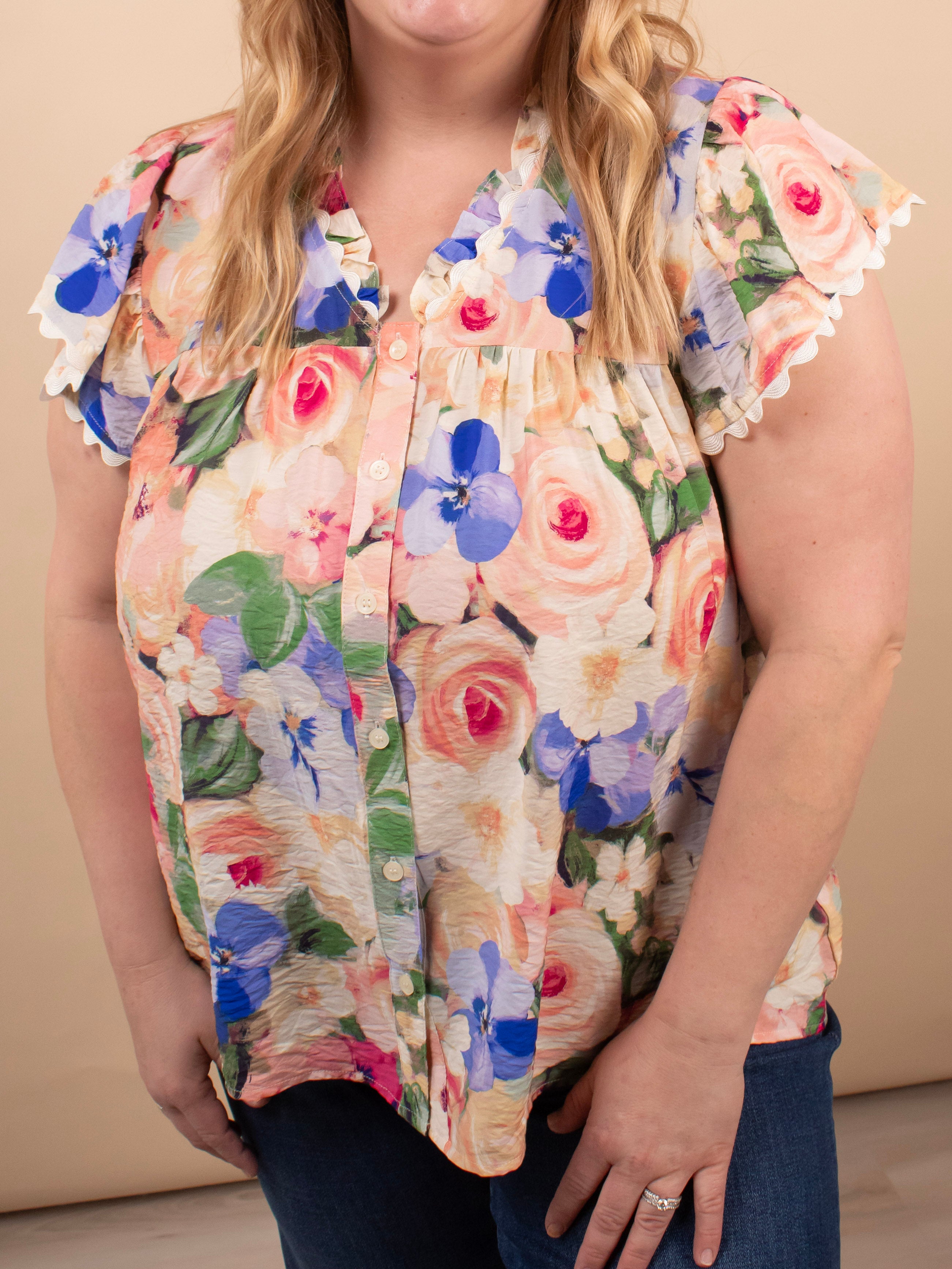 Garden Party Button Top - K & Company