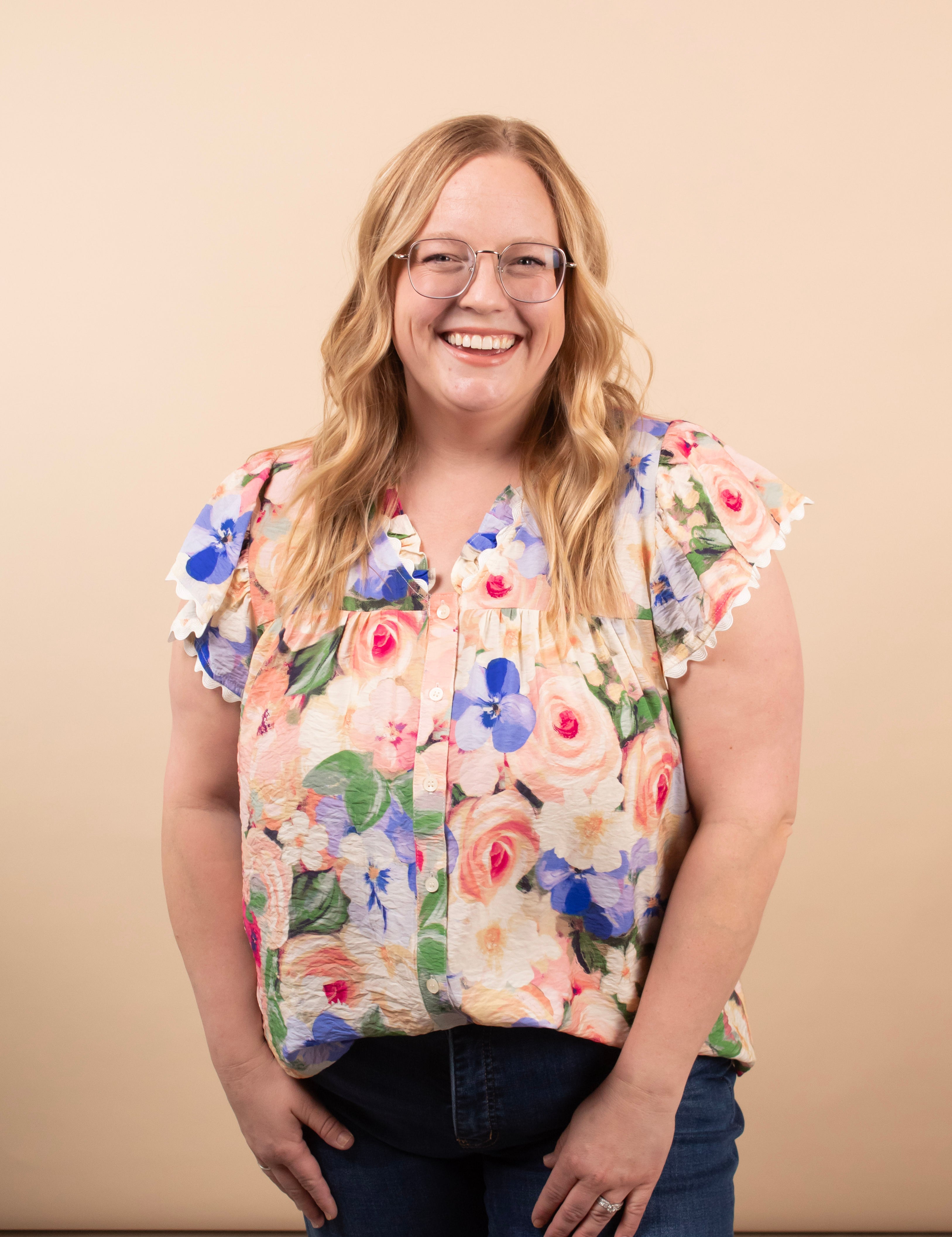 Garden Party floral button blouse women's boutique top sizes S-3XL