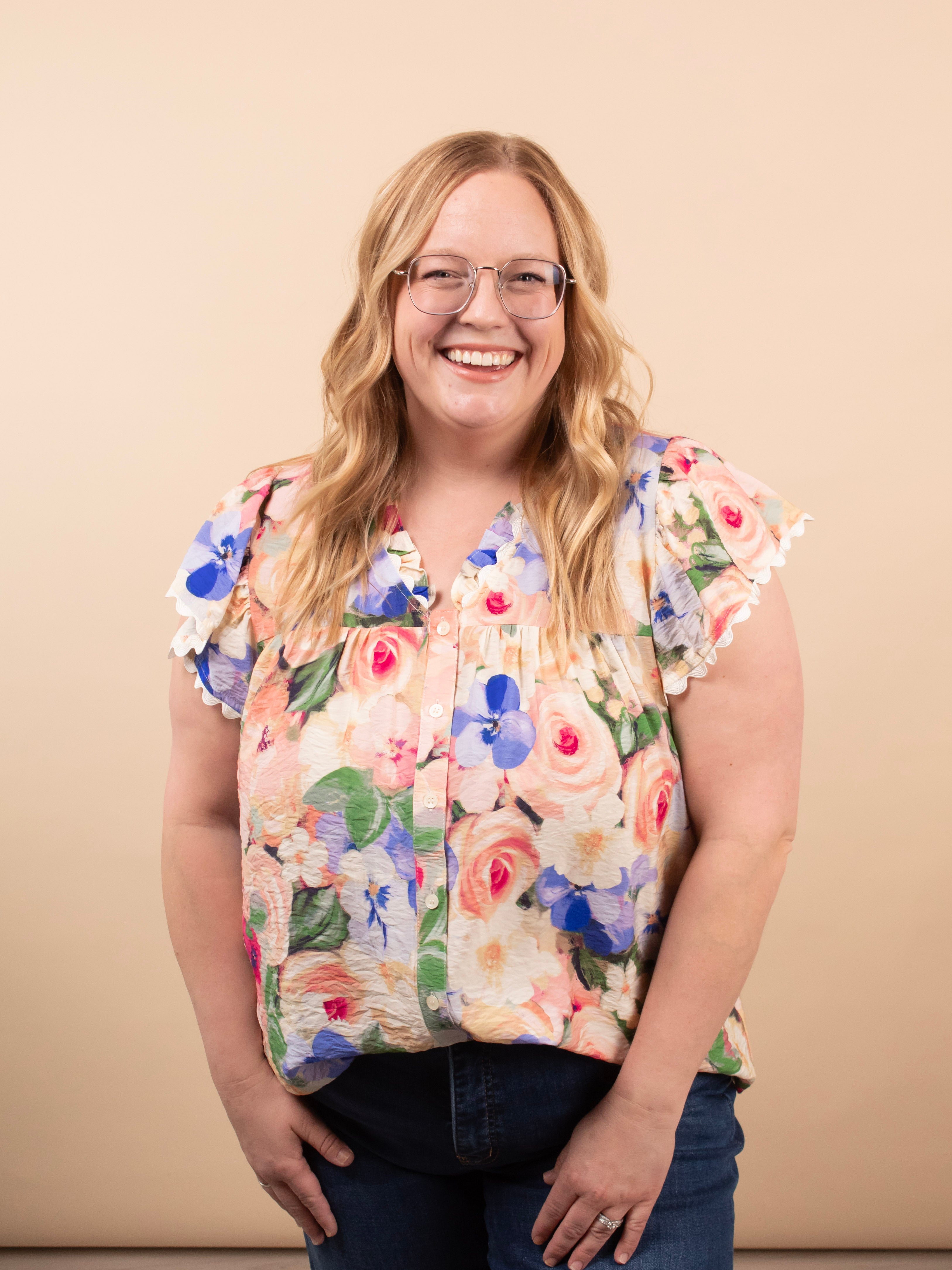 Garden Party floral button blouse women's boutique top sizes S-3XL