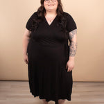 Go-To Wrap Midi Dress in Black - K & Company