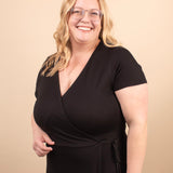 Go-To Wrap Midi Dress in Black - K & Company