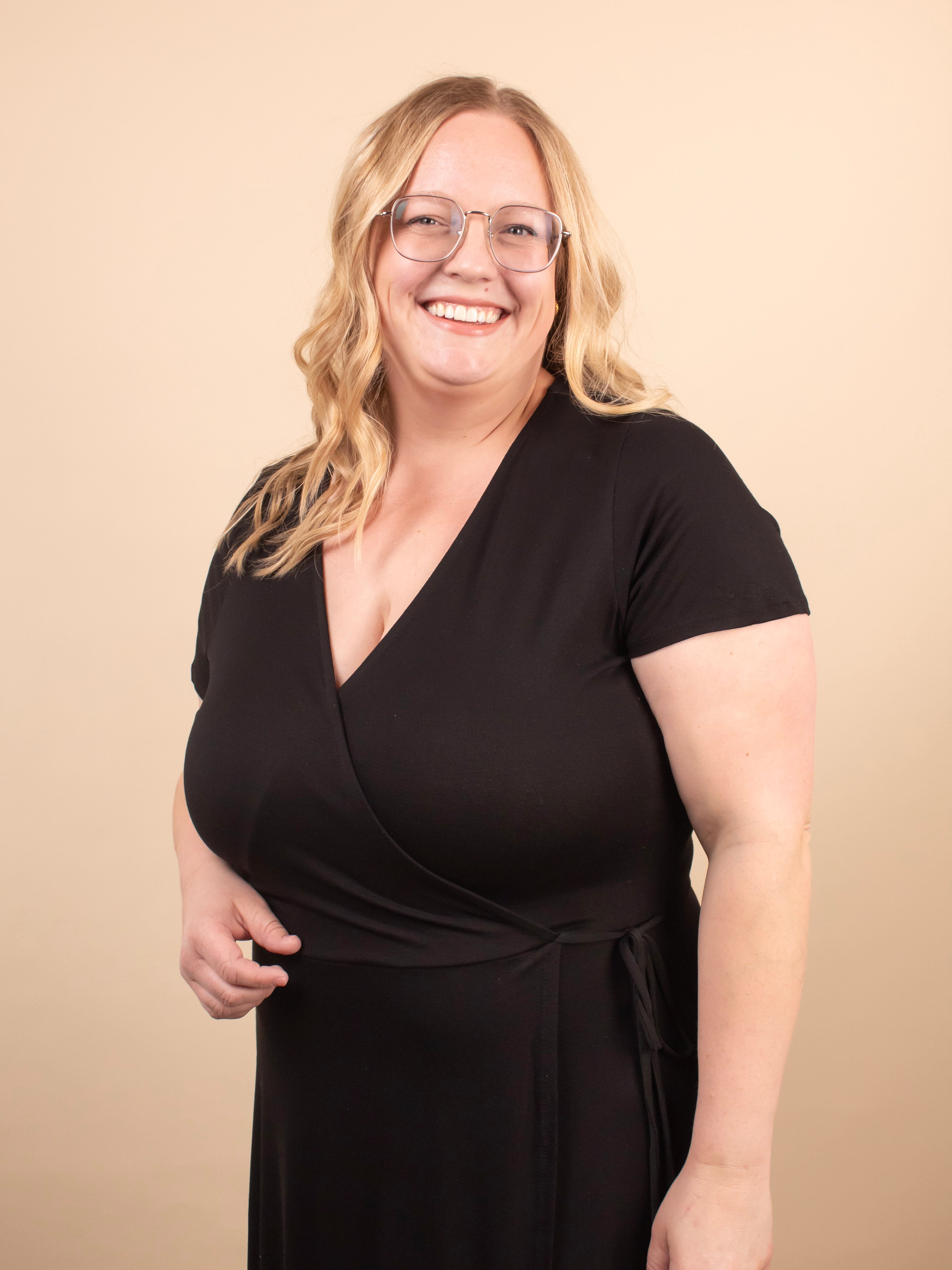 Go-To Wrap Midi Dress in Black - K & Company