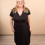 Go-To Wrap Midi Dress in Black - K & Company
