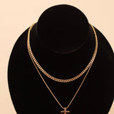 Gold Double Layer Cross Necklace