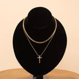 Gold Double Layer Cross Necklace