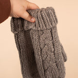 Gray Cable Knit Mittens