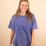 Greta Acid Wash Top in Blueberry Pie
