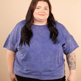 Greta Acid Wash Top in Blueberry Pie