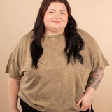 Greta Acid Wash Top in Cappuccino