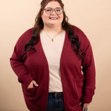 Harper Open Knit Cardigan in Cabernet