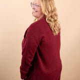Harper Open Knit Cardigan in Cabernet