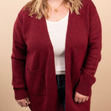 Harper Open Knit Cardigan in Cabernet