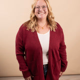 Harper Open Knit Cardigan in Cabernet