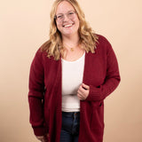 Harper Open Knit Cardigan in Cabernet