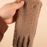 Heart Detail Fleece Smart Touch Gloves in Taupe