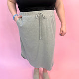 Heather Grey Ribbed Midi Skirt with Pockets - K & Company