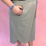 Heather Grey Ribbed Midi Skirt with Pockets - K & Company