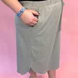 Heather Grey Ribbed Midi Skirt with Pockets - K & Company