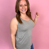 Heather Grey Solid Knit Sleeveless Tank Top