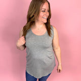 Heather Grey Solid Knit Sleeveless Tank Top