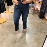 Judy Blue Petite Tummy Control Dark Wash MR Straight Leg Jeans