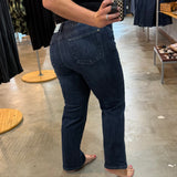 Judy Blue Petite Tummy Control Dark Wash MR Straight Leg Jeans