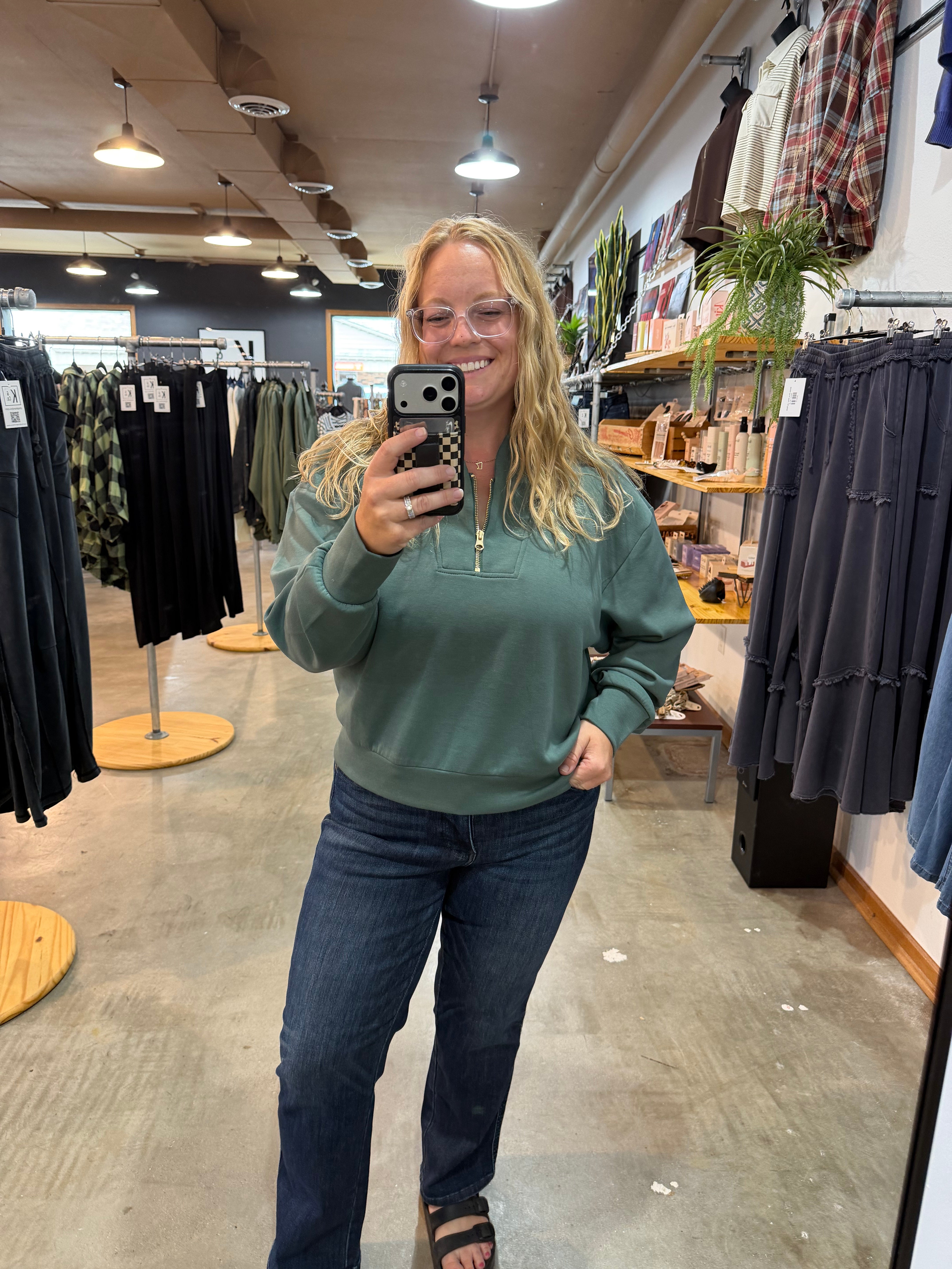 Effortless Half Zip Pullover - Sage - K & Company