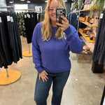 So Soft Front Seam Crew Sweater - Periwinkle Blue - K & Company