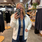 Lennon Denim Contrast Button Up Cardigan - K & Company