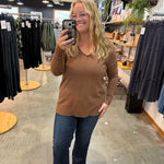 Silky Soft Front Seam Sweater - Camel - K & Company