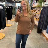 Silky Soft Front Seam Sweater - Camel - K & Company