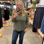 Out and About Ribbed Long Sleeve - Olive - K & Company
