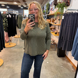 Out and About Ribbed Long Sleeve - Olive - K & Company