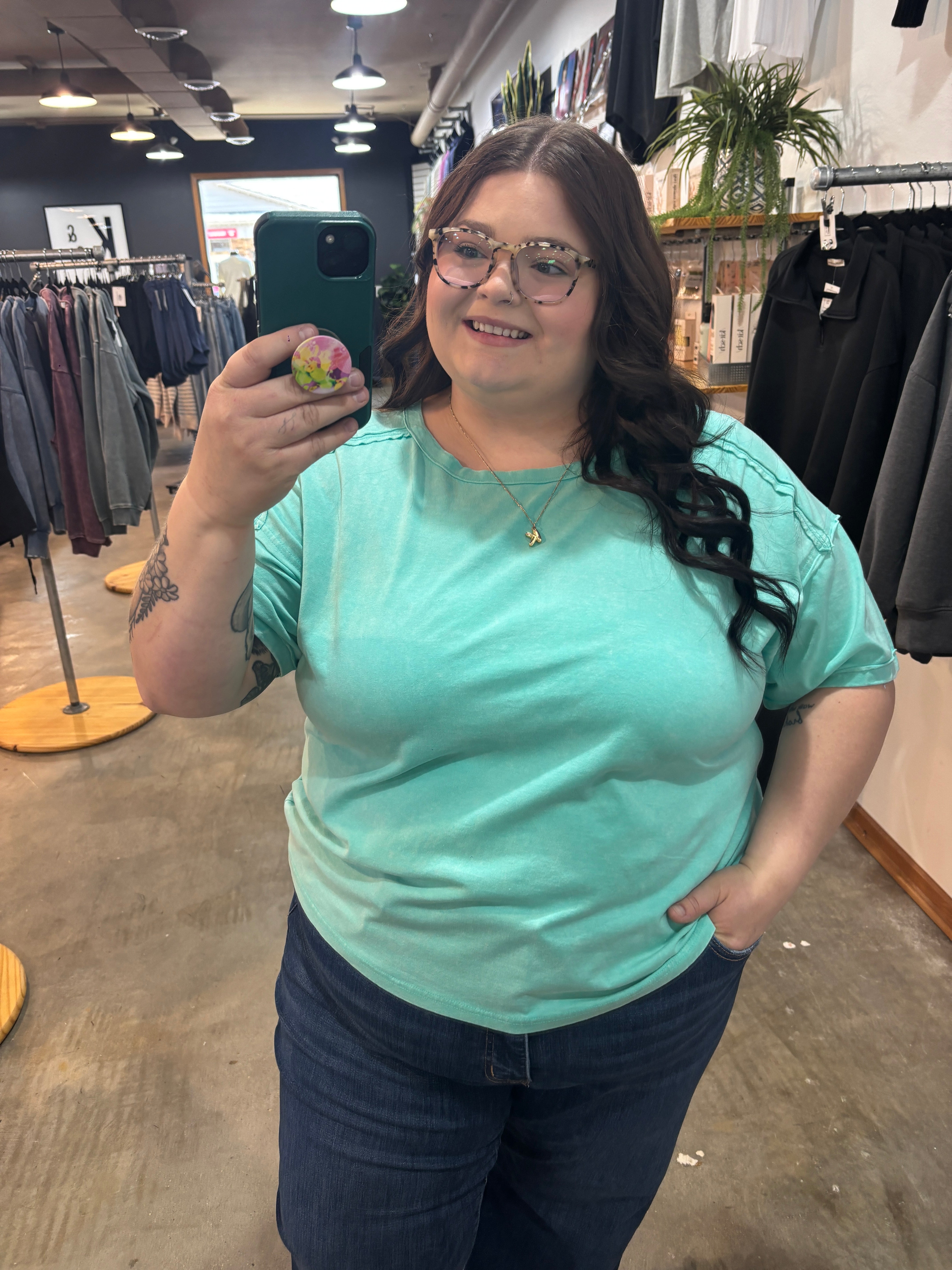 Easy Living Mineral Wash Tee – Seafoam Mist - K & Company