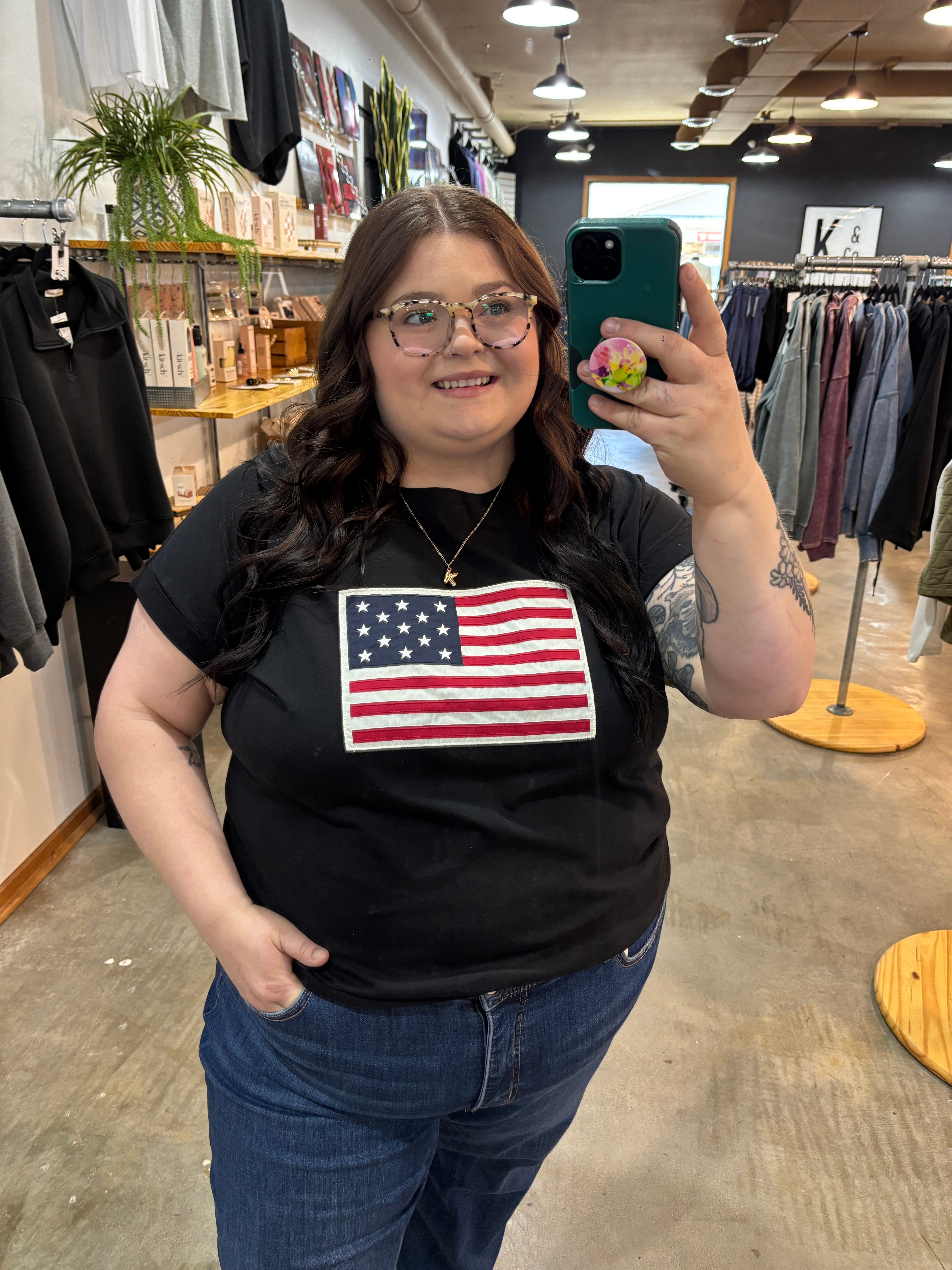 All-American Flag Tee – Black - K & Company