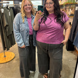 Melanie Washed Wide Leg Pants - Charcoal