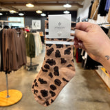 Feline Fine Crew Socks in Chocolate