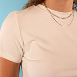 Ivory Short Sleeve Ribbed Tee