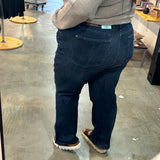 Judy Blue Petite Tummy Control Dark Wash MR Straight Leg Jeans