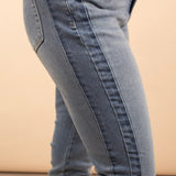 Judy Blue Side Panel Detail & Hi-Lo Fray Hem High Waisted Jeans