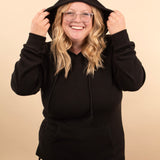 Kacey Ribbed Hoodie in Black